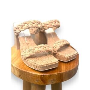 Dolce Vita Ashby Braided Two-Band Platform Sandals Women's Size 10 Natural Cork